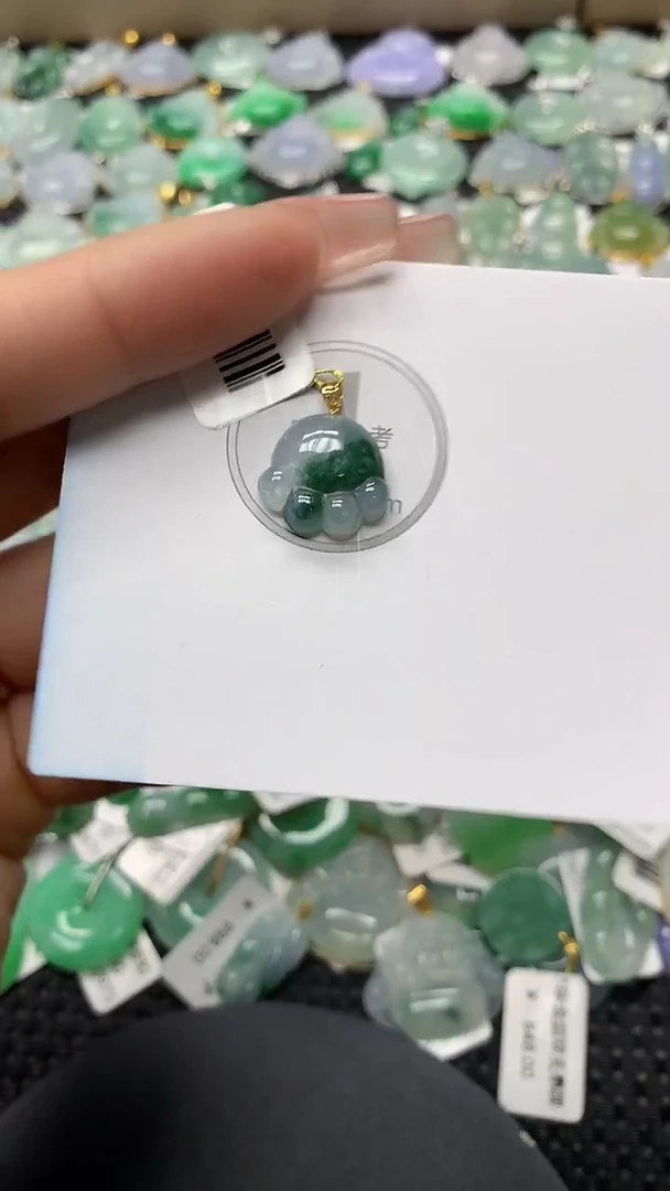 颈饰18K金镶嵌翡翠a货支持复检百元以上9元证书费自理