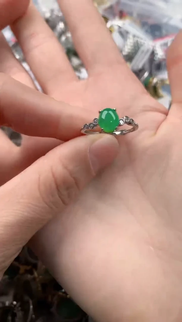 银S925镶嵌戒指翡翠111   6