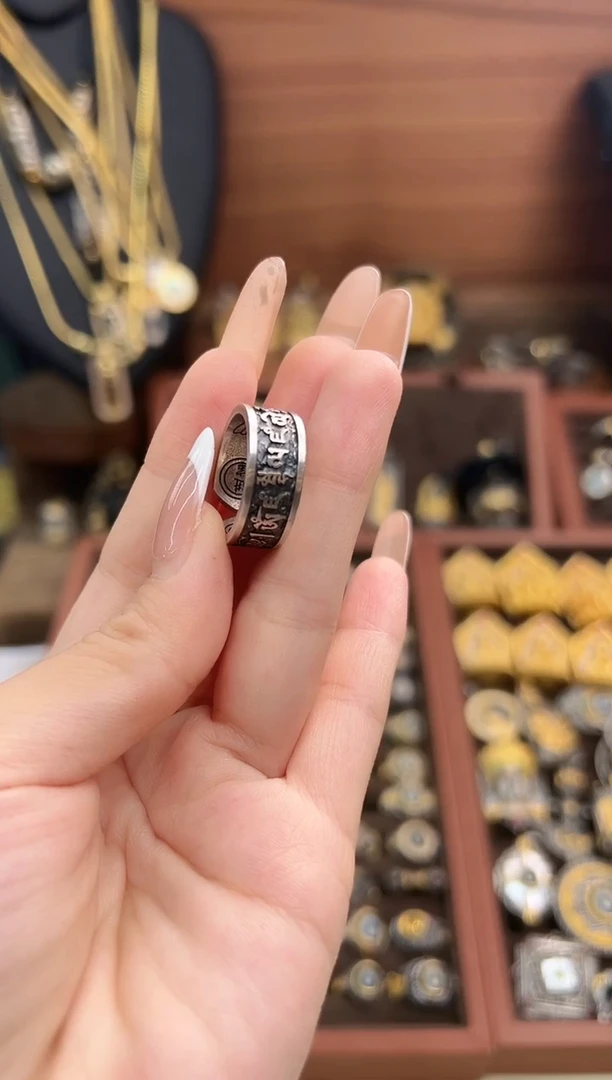 无925银黄财神戒指