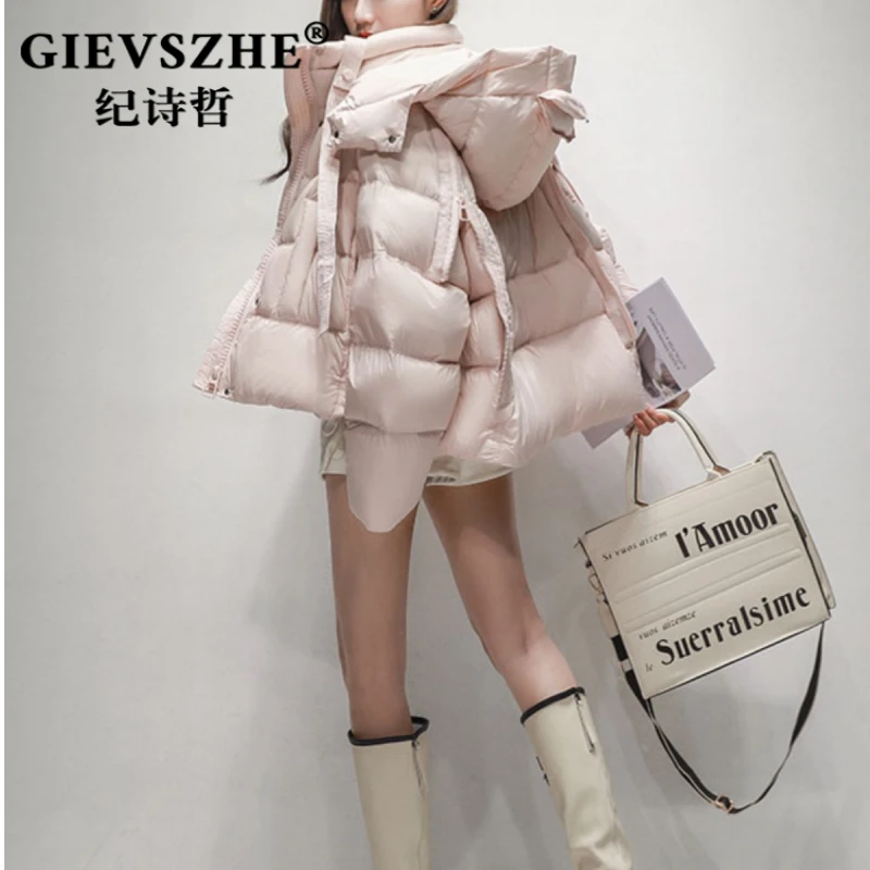 纪诗哲泡芙羽绒服女短款2025新款宽松设计感洋气连帽保暖鸭绒外套