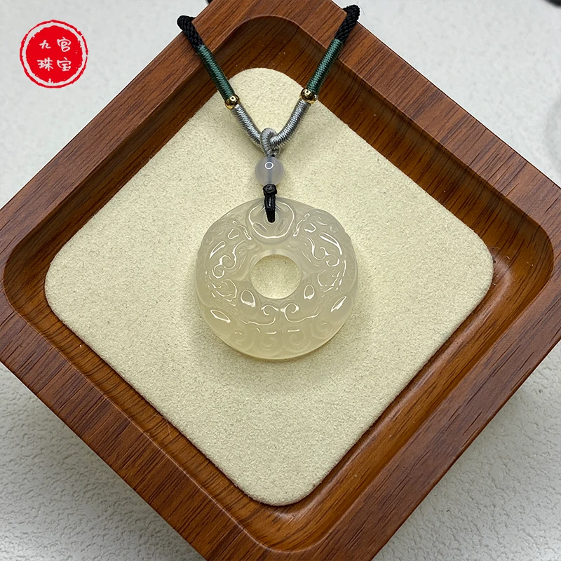 【九官珠宝】天然玛瑙貔貅平安扣玉髓玛瑙招财时尚饰品男女款玉吊坠