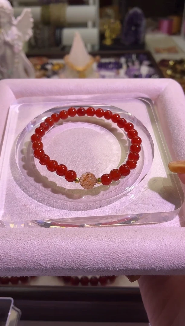 未镶嵌手串水晶23号闪购黑金超七红玛瑙福利款