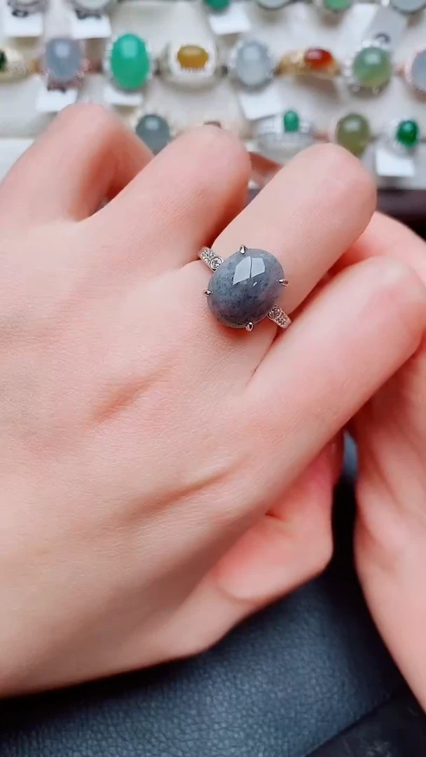 银S925镶嵌戒指翡翠...