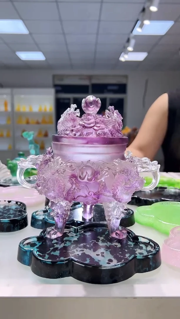 手工艺品琉璃古法琉璃九龙香炉