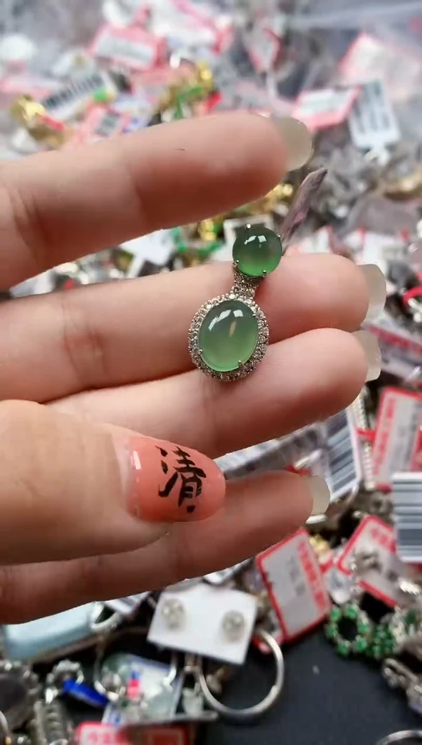 银S925镶嵌戒指翡翠天然A货缅甸翡翠