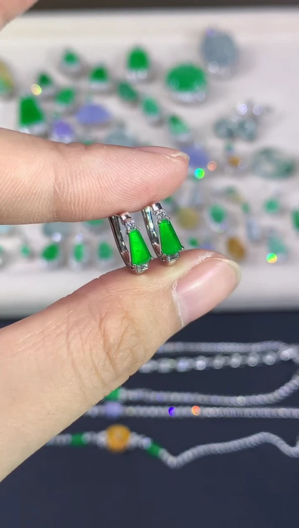 翡翠18K金镶嵌耳饰A103|5800