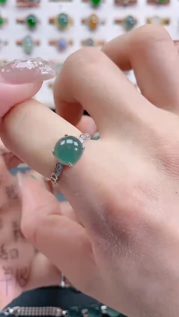 银S925镶嵌戒指翡翠天然翡翠