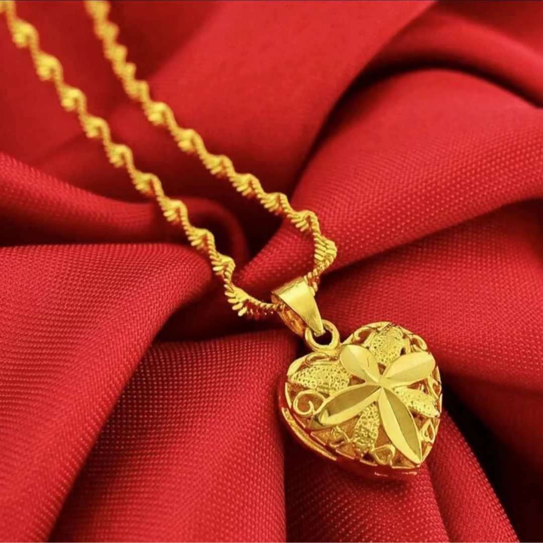 合金吊坠 水波纹项链＋爱心吊坠（45公分长）