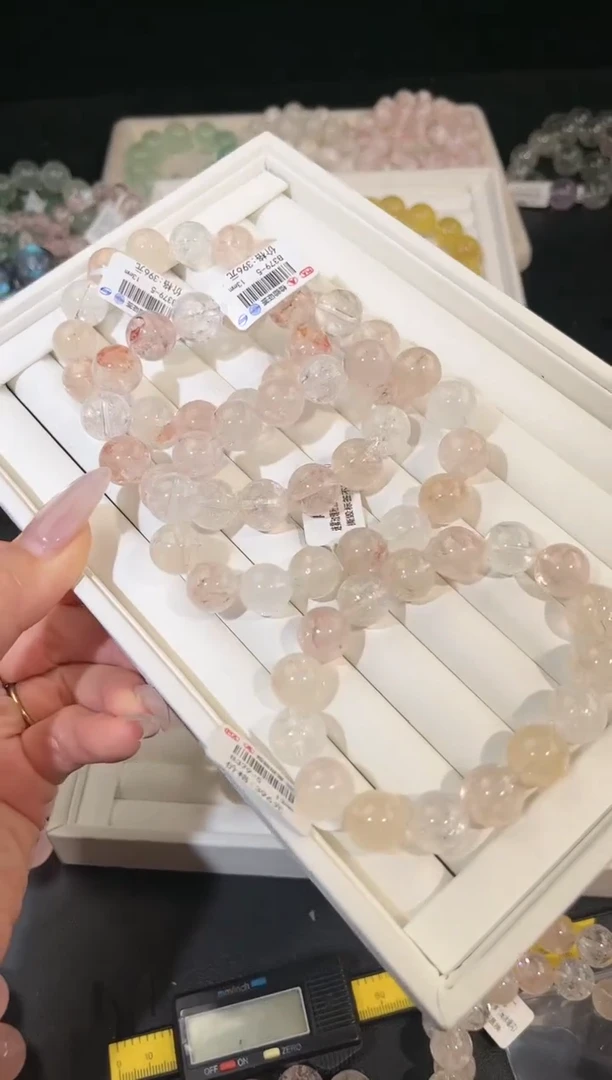 水晶手链未镶嵌多样性发一迷雾玫瑰13mm