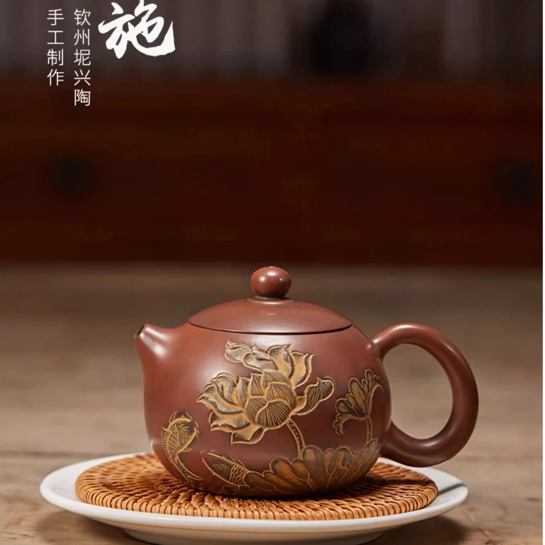 广西钦州坭兴陶茶壶马武宏名家纯全手工泡茶壶茶具窑变荷花西施壶