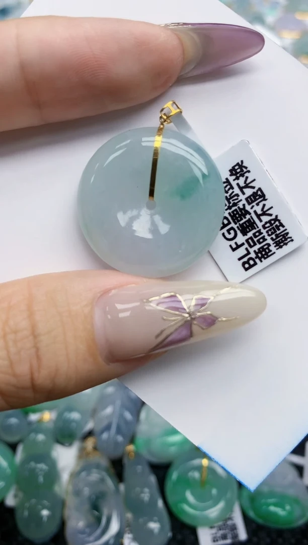翡翠挂件18K金镶嵌305   天然翡翠A货
