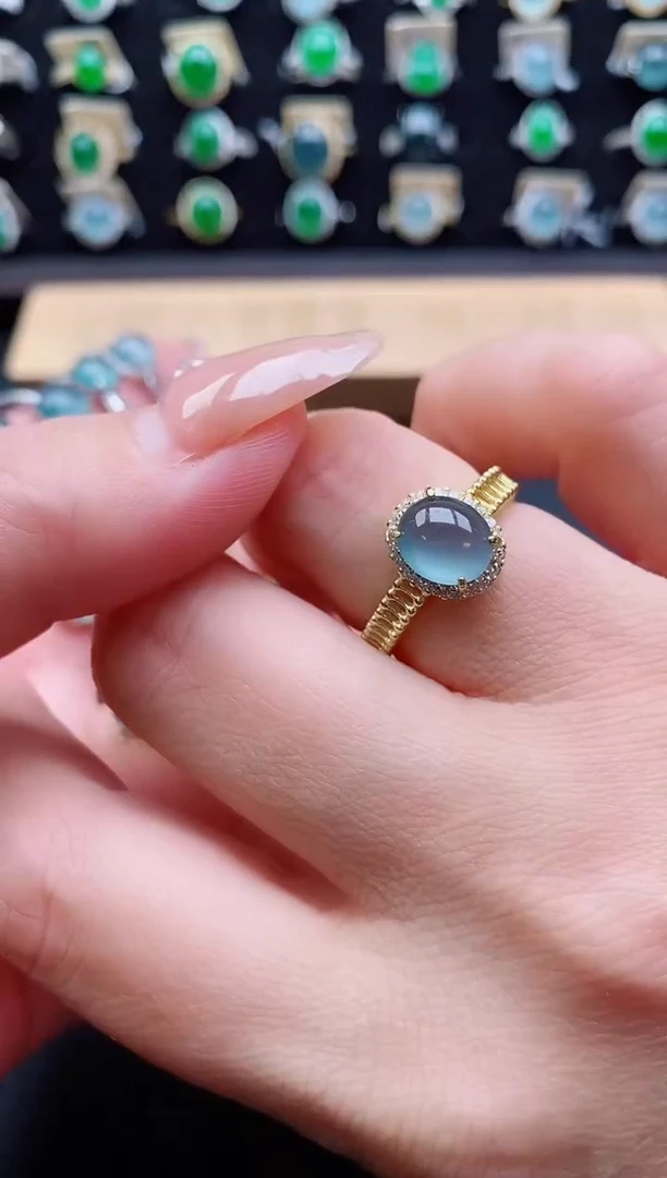 银S925镶嵌戒指翡翠1