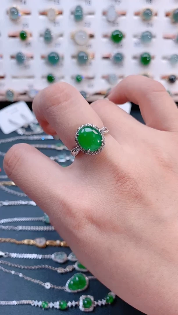 银S925镶嵌戒指翡翠天然翡翠