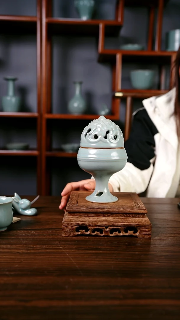 杯子汝州原产地原矿汝瓷仿古釉 香薰炉