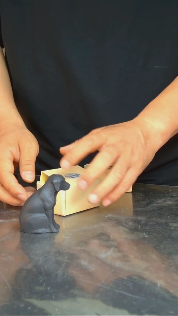 铁日本岩铸铸铁小狗文镇30217