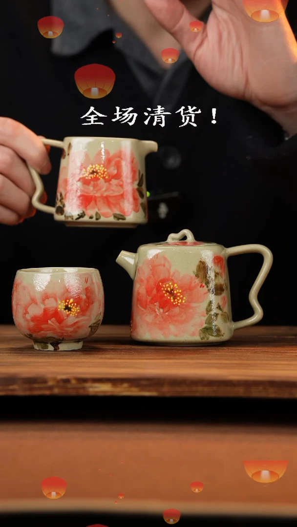 【闪购商品】杯手艺人手绘釉下彩异形器物