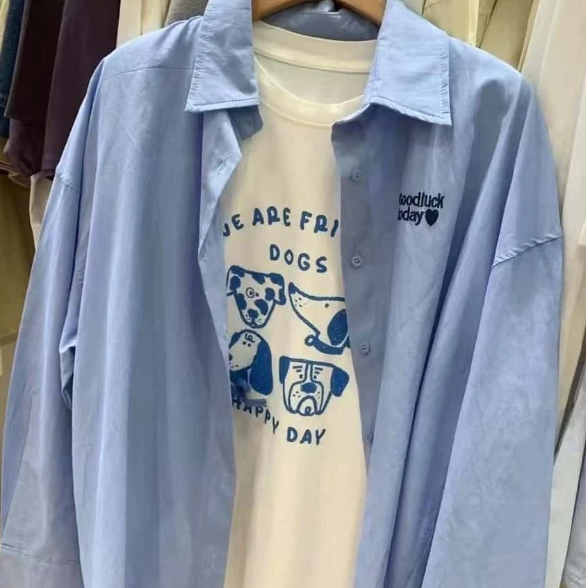 新款现现各种混搭潮流休闲夏季上衣白色衬衣衬衫