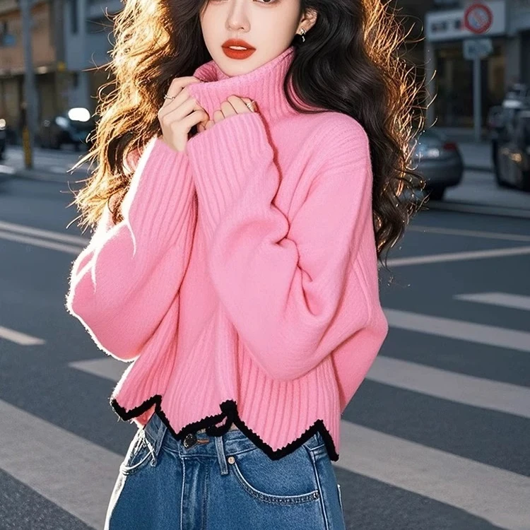 4时尚针织短款毛衣冬季慵懒风系列针织毛衣上衣洋气时尚加厚软糯