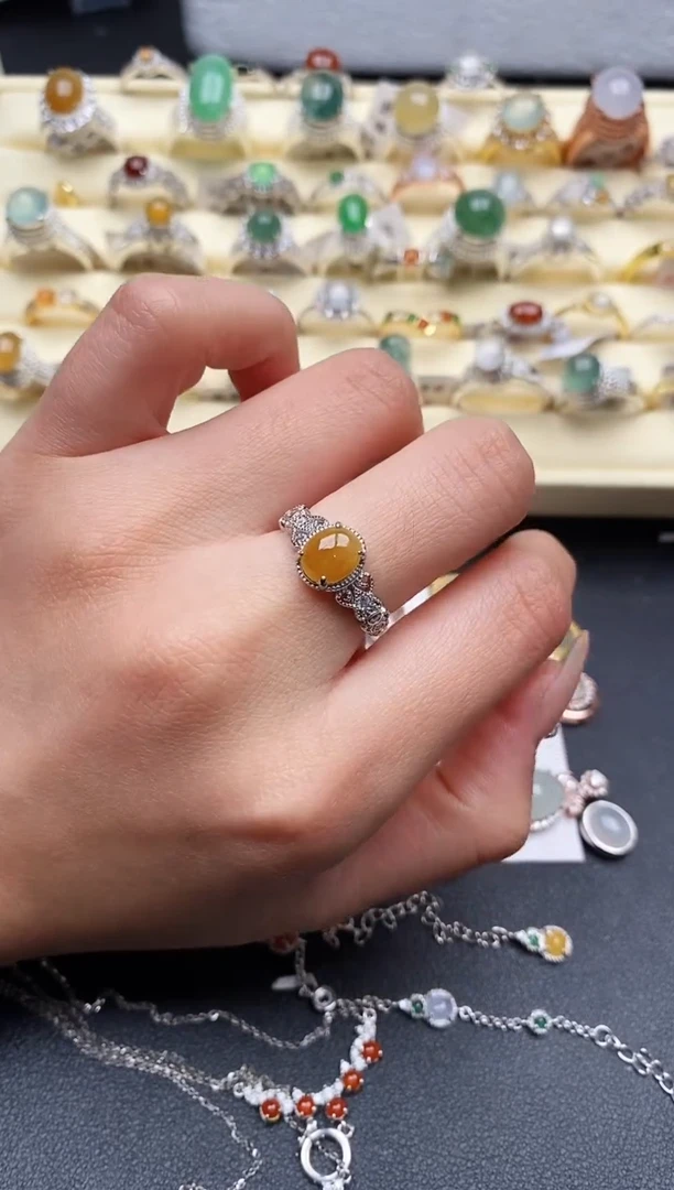 【闪购商品】翡翠戒指银S925镶嵌555555+9