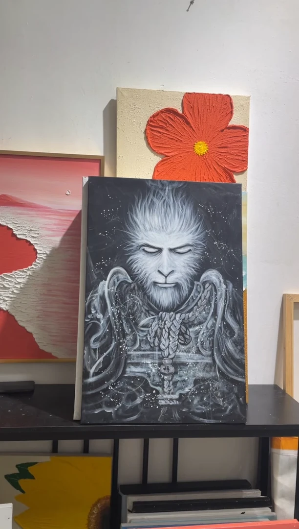 竖款立体浮雕肌理油画60.80
