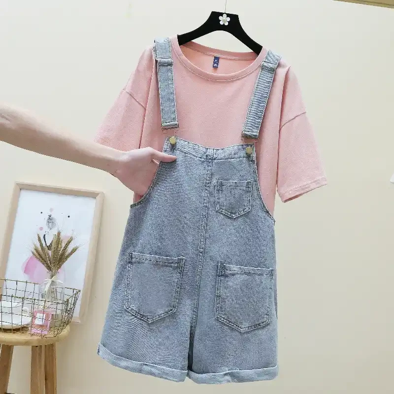 背带款夏季半开领背带高腰连衣裙韩版宽松显瘦百搭牛仔复古