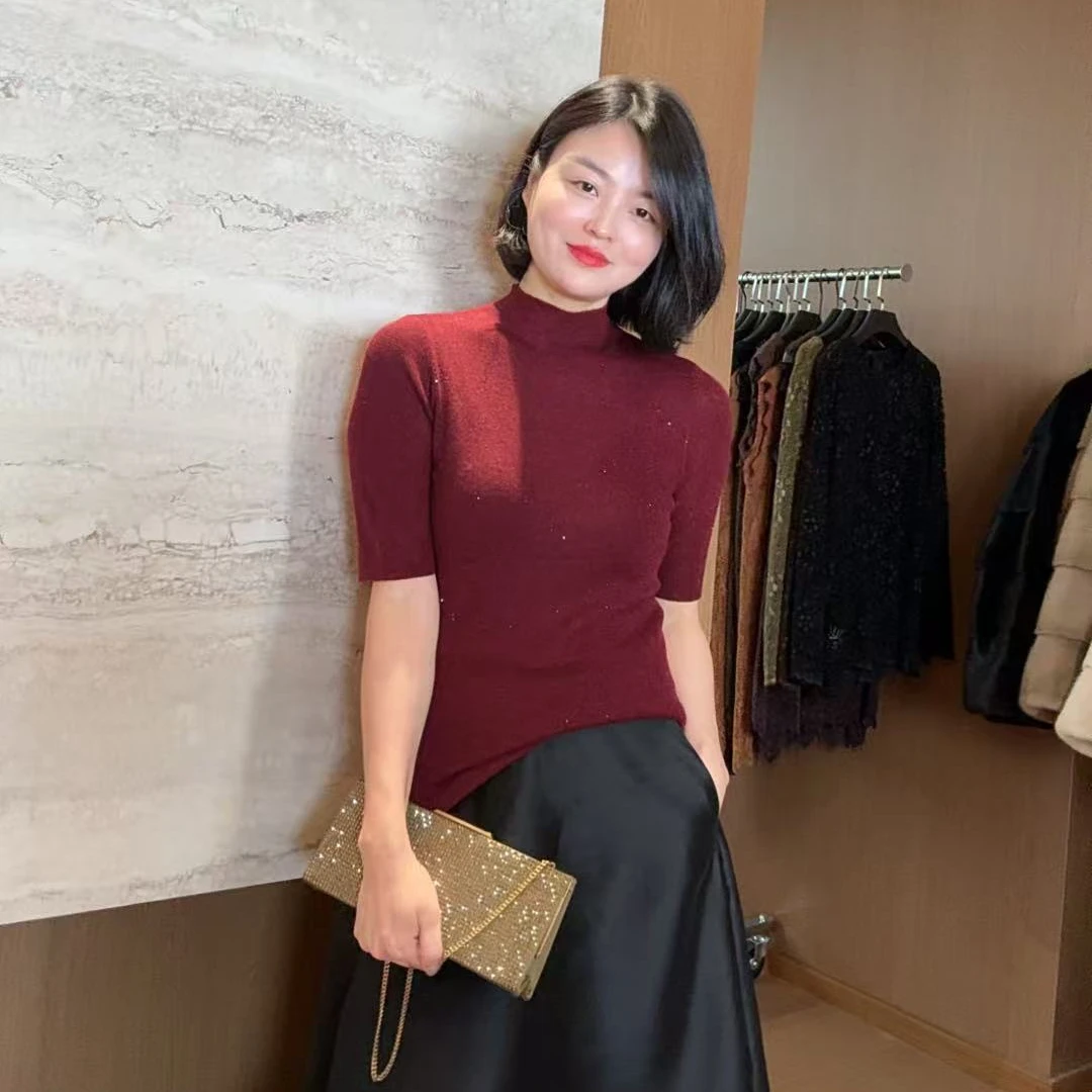 TANTAN 气质显瘦时尚百搭修身半高领秋冬打底衫2964