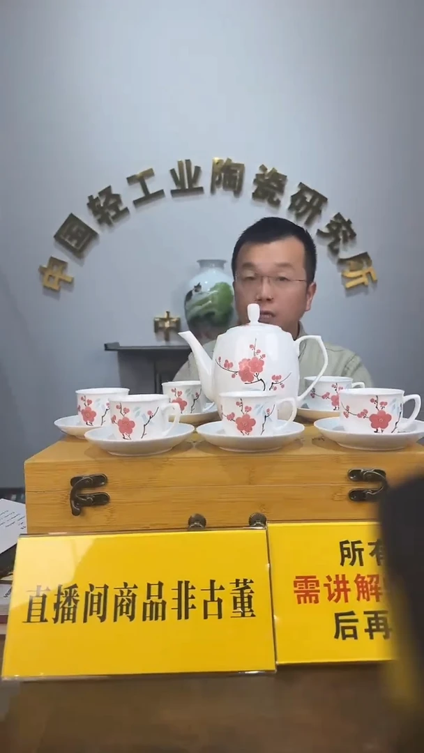 景德镇翠竹红梅1壶6杯6碟