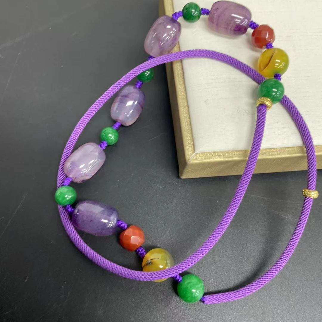 【小杰推荐】冰晶紫桶珠diy项链毛衣链 （多样性发其一）10576