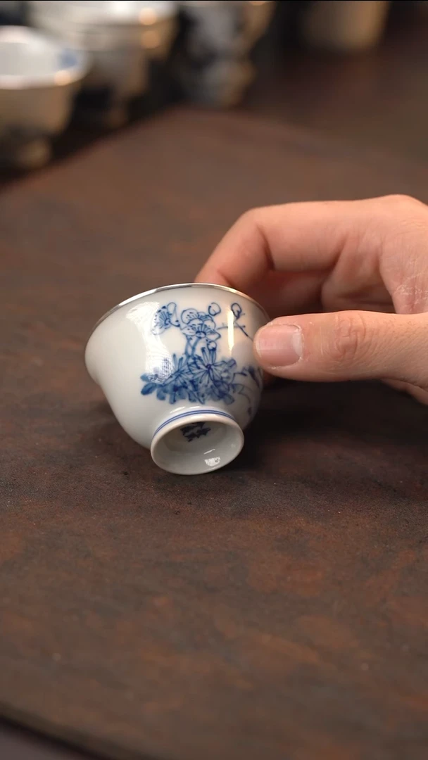 仿明桃菊梅单杯包银口