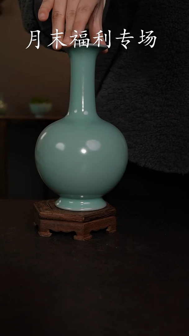 摆件瓷仿古釉手工鼓腹瓶