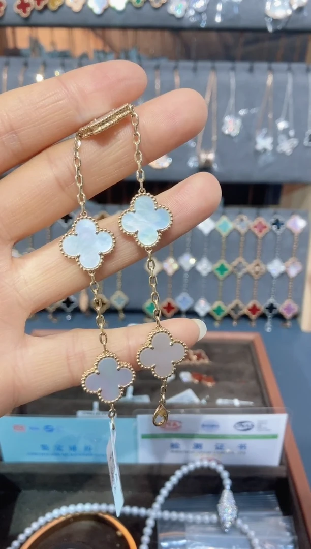 18K金镶嵌贝壳（贝母）手链贝母K黄