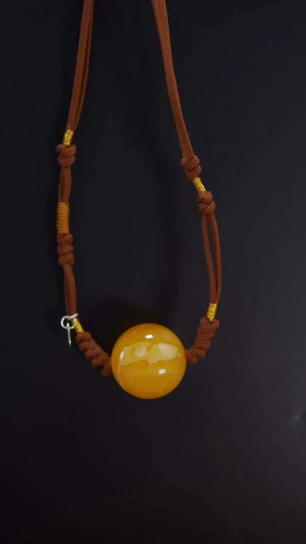 【闪购商品】蜜蜡颈饰未镶嵌焦皮料圆珠锁骨链