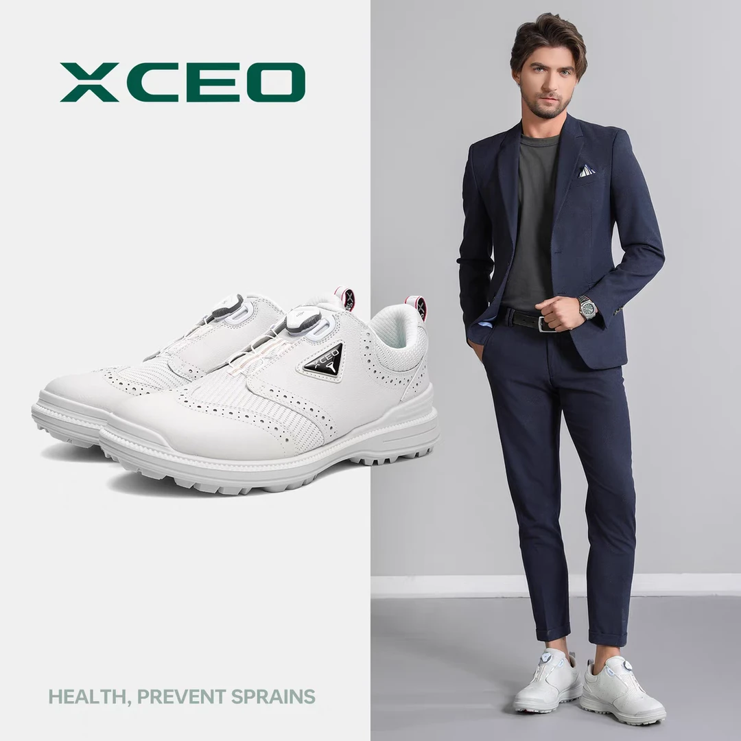 XCEO芯鹰高尔夫球鞋男士旋钮款运动舒适防滑耐磨golf男士鞋子真皮