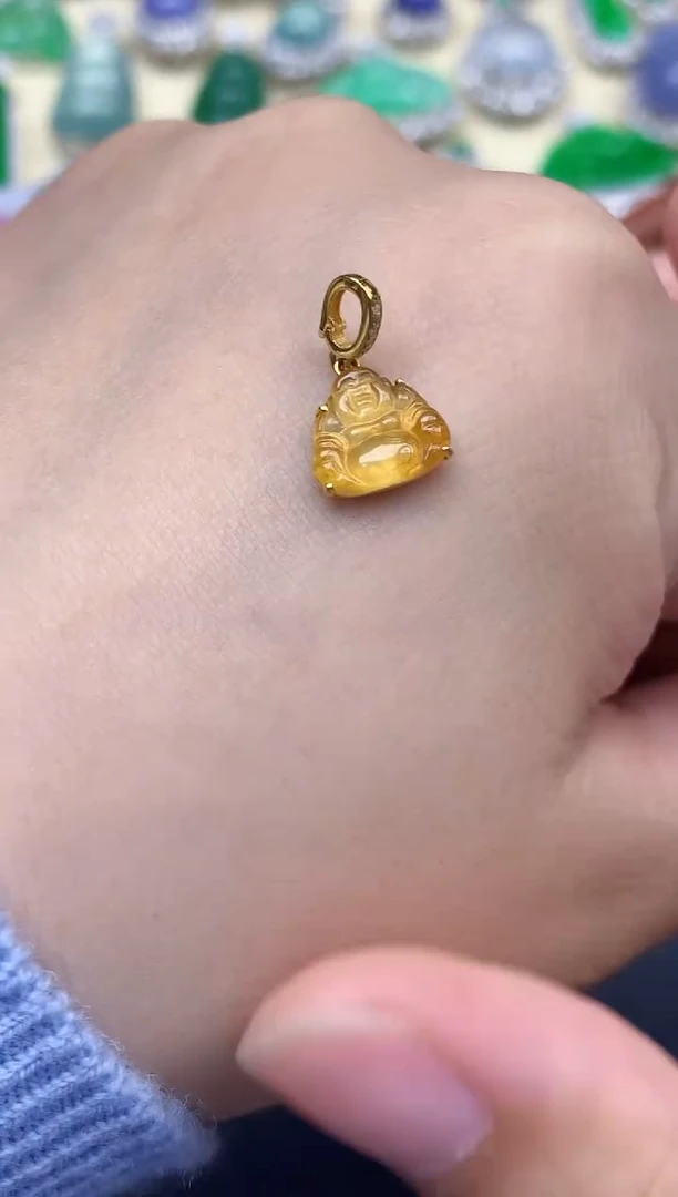 颈饰18K金镶嵌翡翠90-中国好珍宝