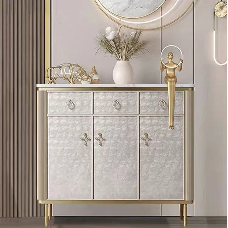 120*35*110轻奢贝壳玄关柜岩板入户鞋柜简约现代客厅隔断餐边柜