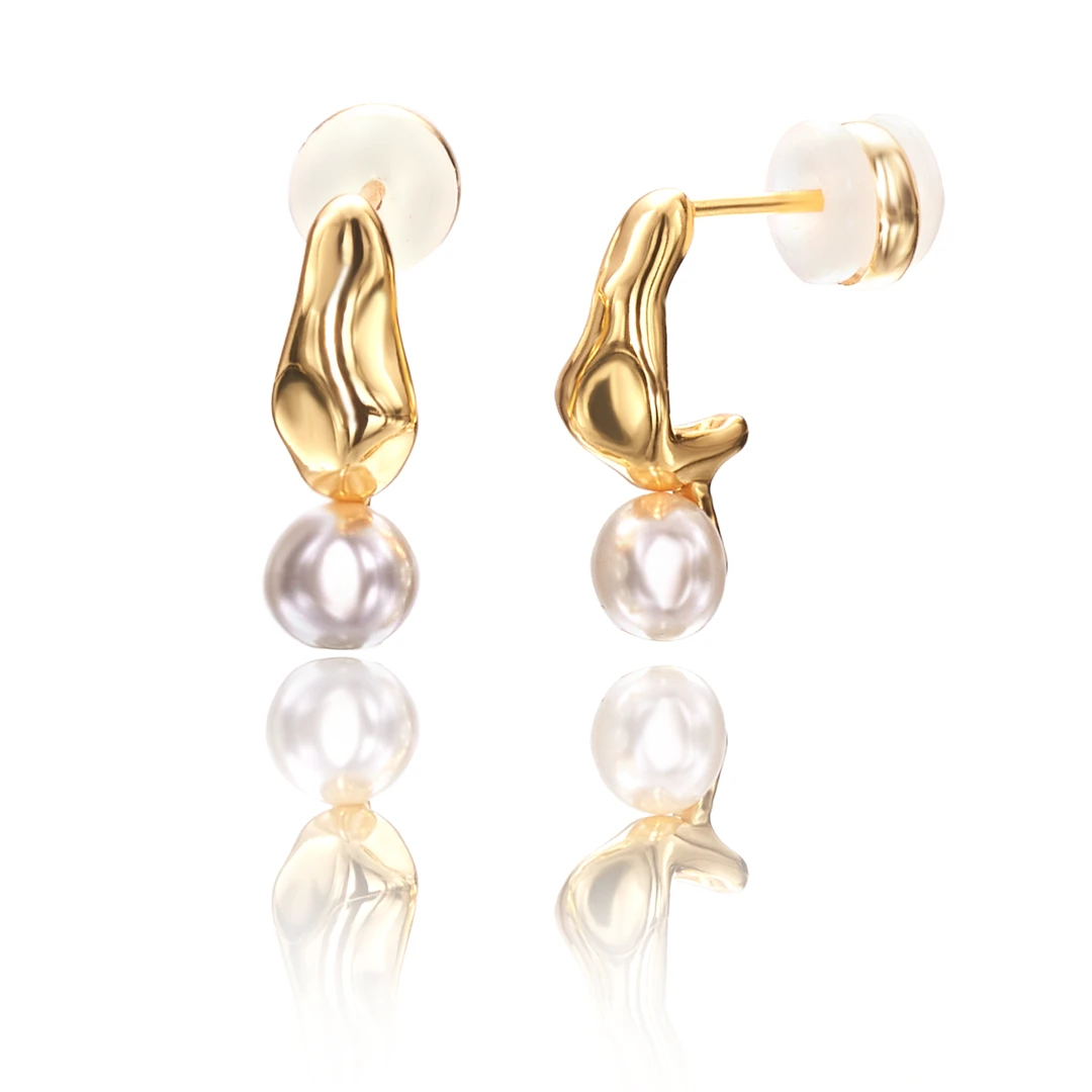 925银耳饰 【山巾子·溪山】S925纯银镀金大自然珠百搭耳饰