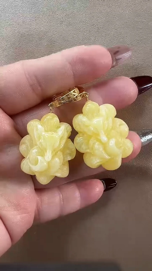 【闪购商品】琥珀耳饰未镶嵌耳环