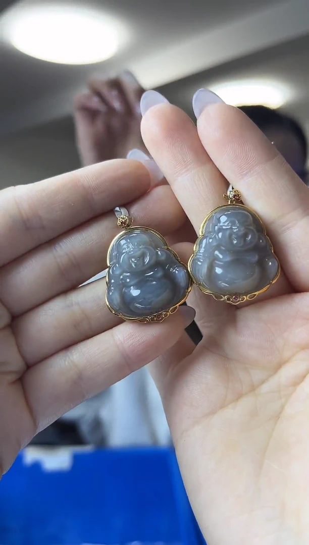 吊坠(不含链)18K金镶嵌和田玉（多样性发一件）