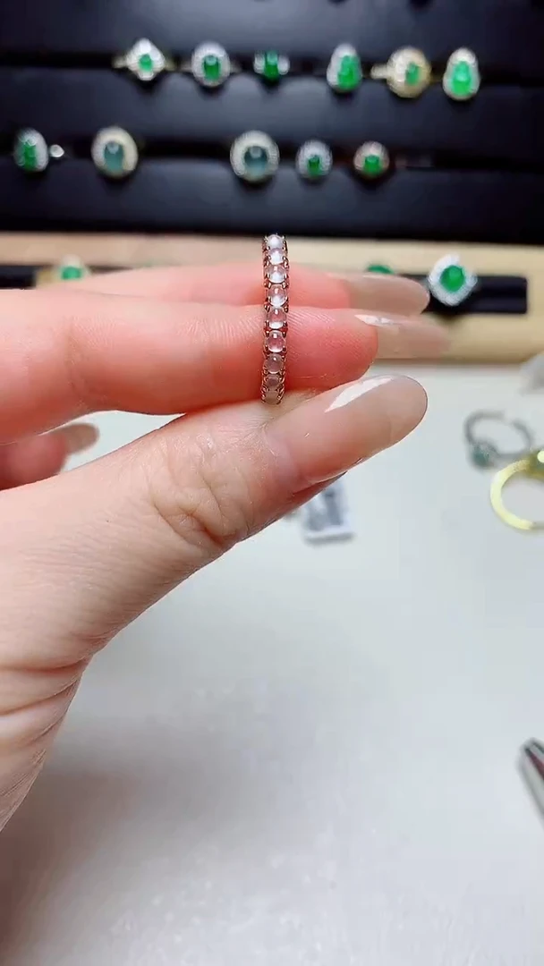 翡翠戒指银S925镶嵌天然翡翠s925银镶嵌