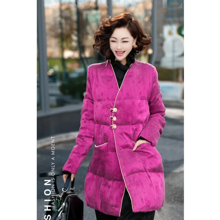 【渣渣严选鹅绒服】QDWLC15301 小鹿提花中长款鹅绒绒服