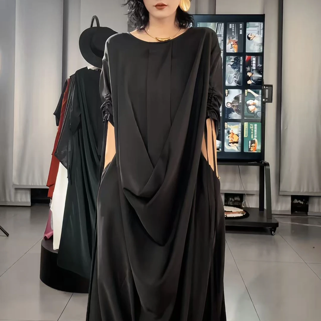 2025小众设计不规则长款连衣裙高级时尚气质百搭宽松显瘦长裙