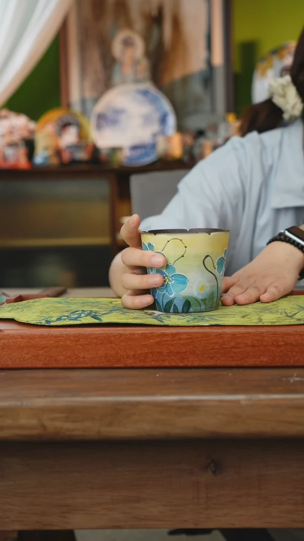 摆件景德镇釉下手绘陶瓷茶具，咖啡杯