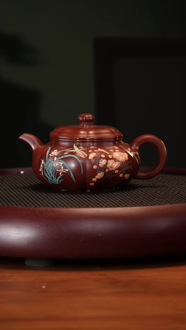 【闪购商品】紫砂茶壶2145ZST筋纹葵仿古景舟红泥280c