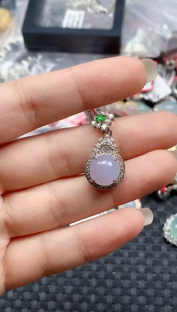 银S925镶嵌戒指翡翠天然A货缅甸翡翠