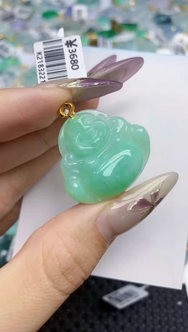 翡翠挂件18K金镶嵌361   天然翡翠A货