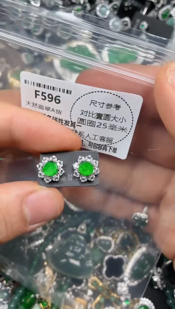 颈饰未镶嵌翡翠F596耳钉