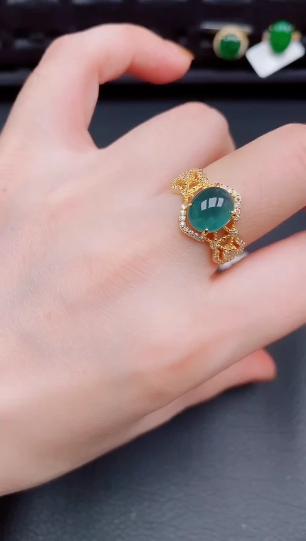 【闪购商品】翡翠戒指银S925镶嵌天然a货翡翠270