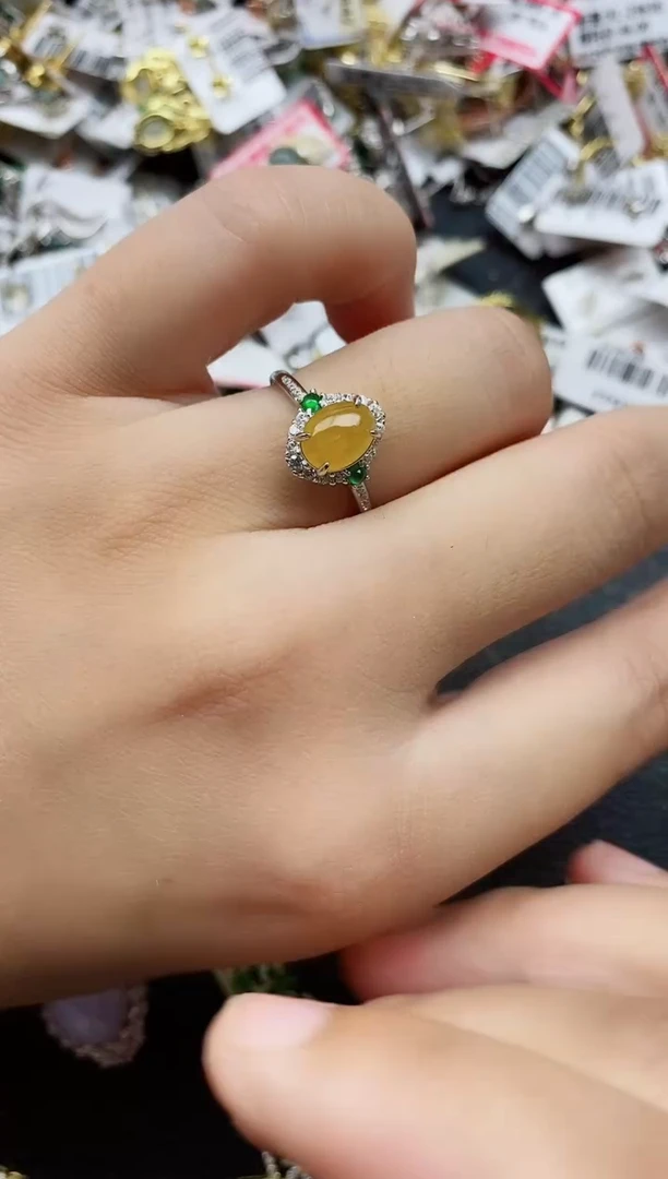 银S925镶嵌戒指翡翠1