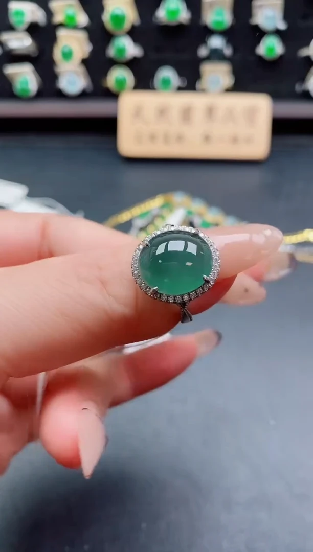 银S925镶嵌戒指翡翠1