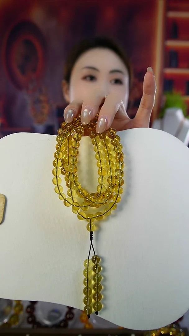 琥珀颈饰未镶嵌天然灵草珀108 7mm+ 经典款